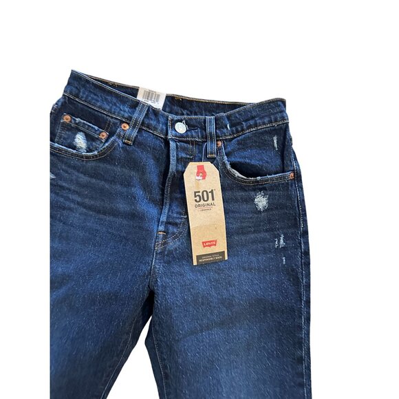 LEVIS 501 Women’s Dark Wash High Rise Cropped Jeans Size 25 x 26 NEW - Picture 2 of 7